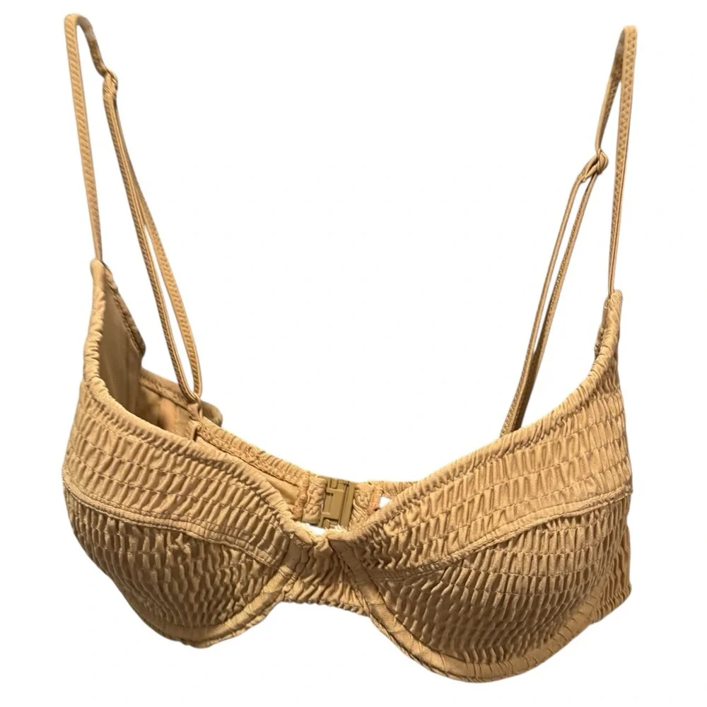 Triangl Swimwear Tan Textured Bikini Top, size Small++